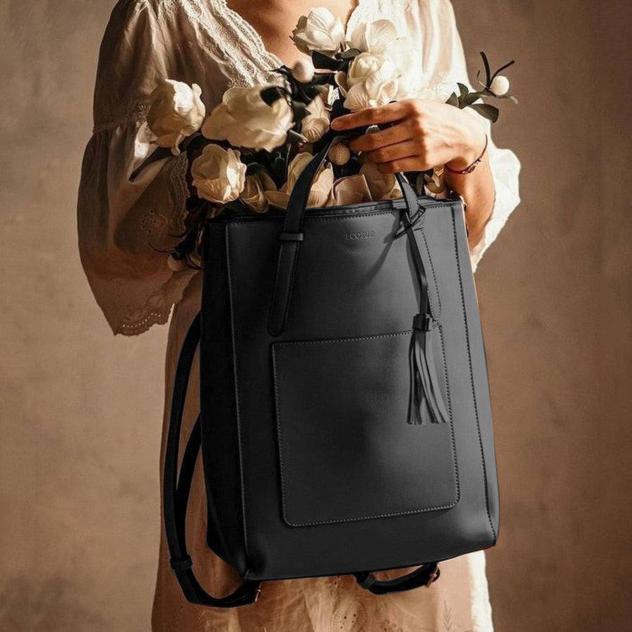black leather convertible tote backpack Ecosusi Convertible Tote Backpack 13L