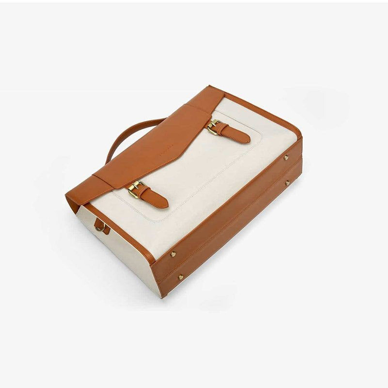 Ecosusi Julie Vintage Briefcase - Beige Brown