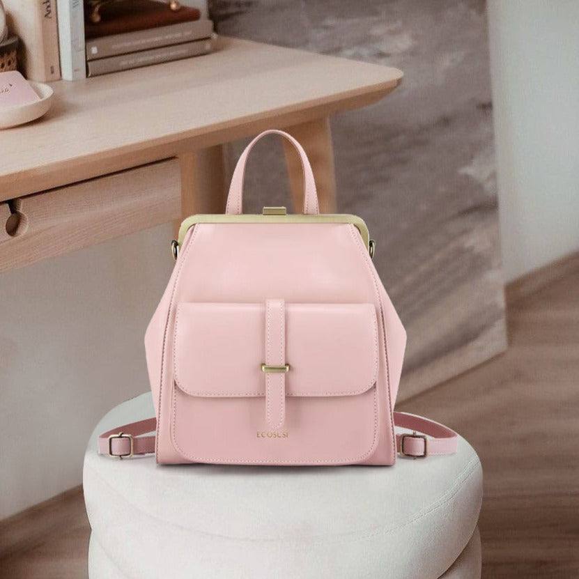 blush leather school backpack Ecosusi Petite Vintage Backpack 6L