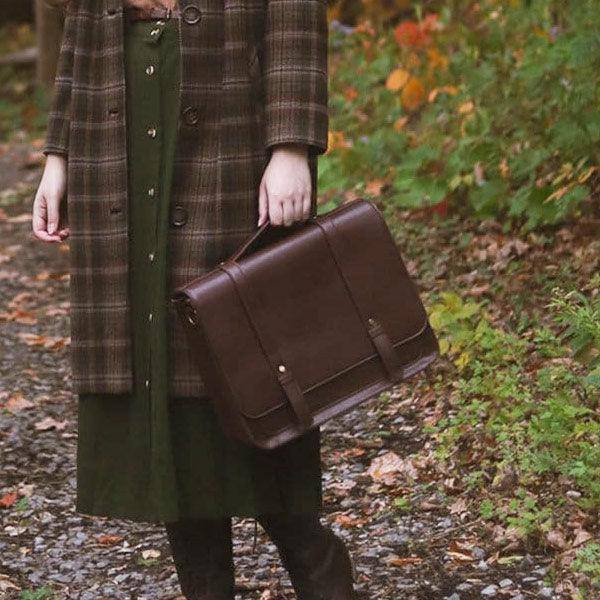 Ecosusi Vintage Bow Briefcase - Coffee Brown