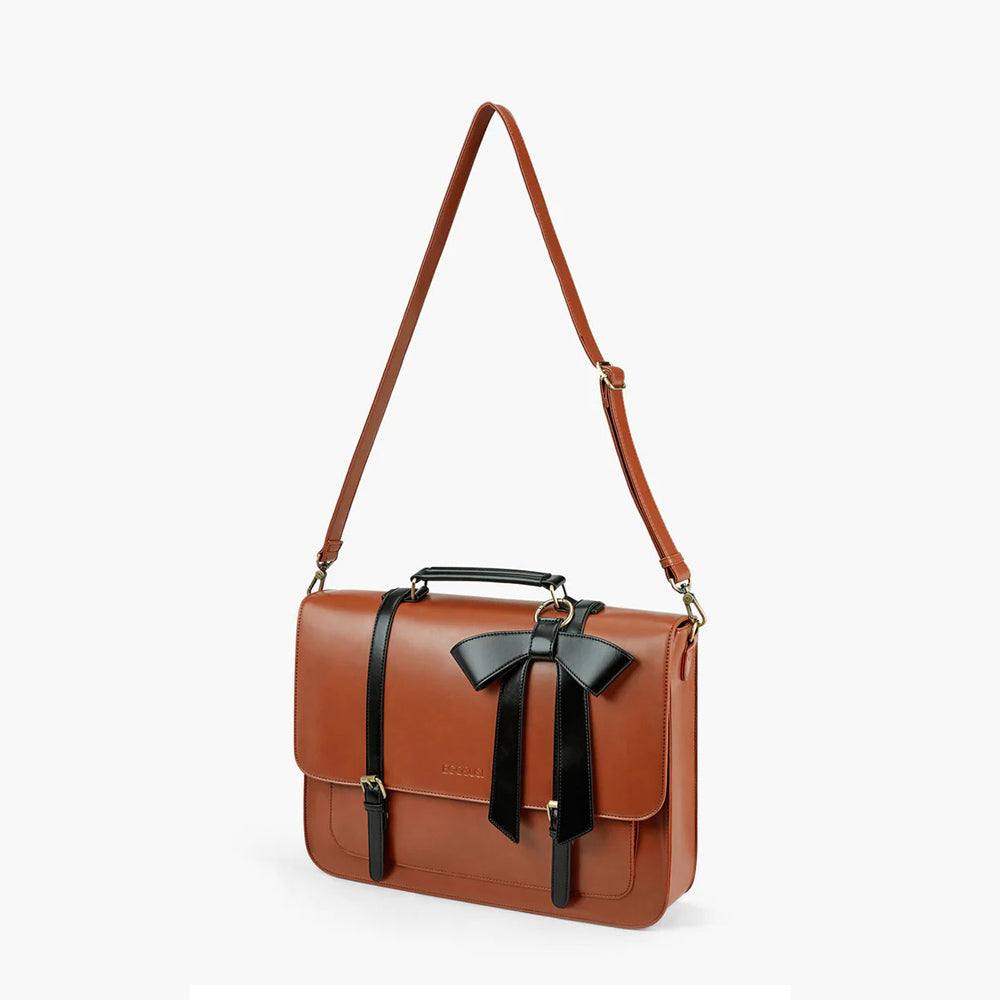 Ecosusi Vintage Bow Briefcase Large - Brown
