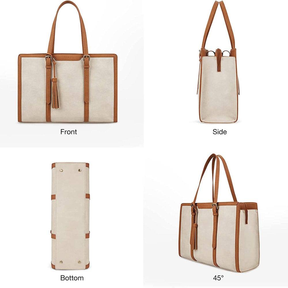Ecosusi Vintage Laptop Tote - Beige Brown