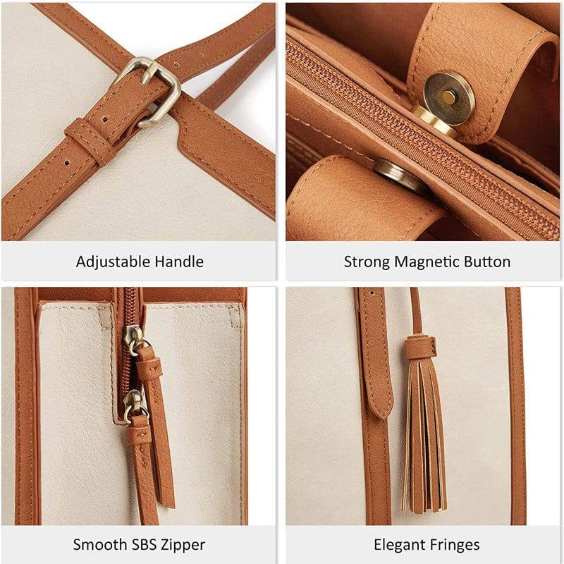 Ecosusi Vintage Laptop Tote - Beige Brown