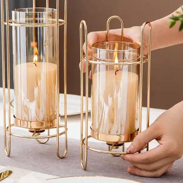 Enhabit Athena Wireframe Candle Holder - Gold