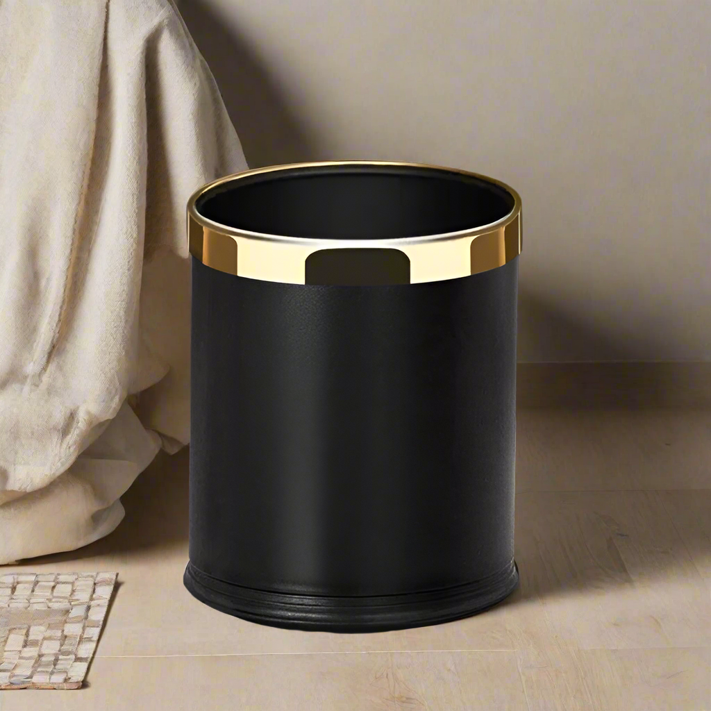 Bare Waste Bin - Black & Gold