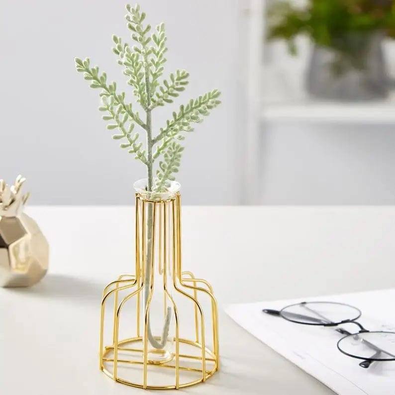 Enhabit Bud Metal Test Tube Vase Small - Gold