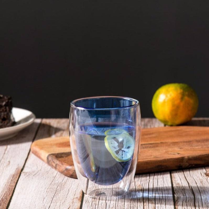 Enhabit Cafe Double Wall Glass Medium - Blue