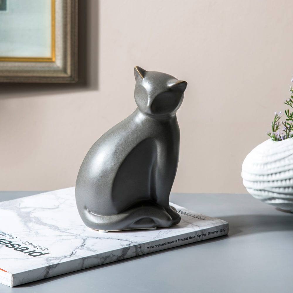 Enhabit Cat Ceramic Sculpture - Grey