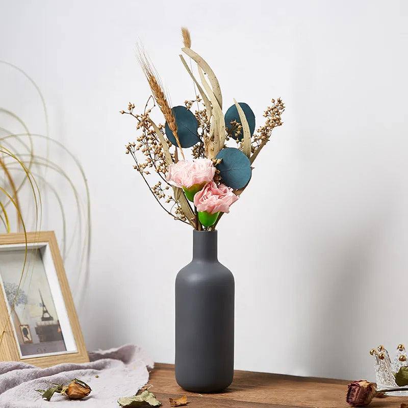 Enhabit Ceramic Bottle Vase Small - Dark Grey