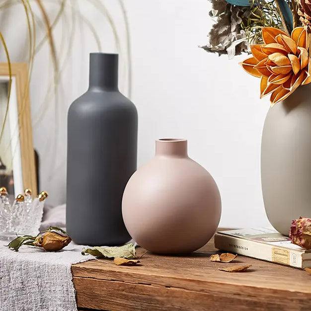 Enhabit Ceramic Bottle Vase Small - Dark Grey