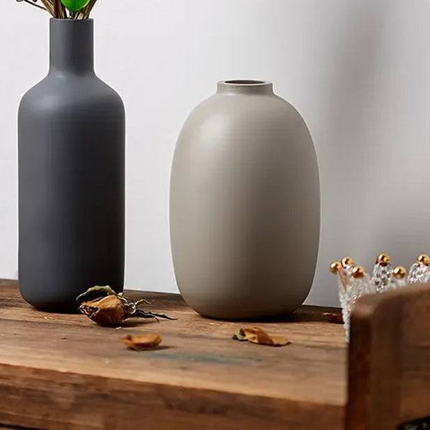 Enhabit Ceramic Oval Vase Small - Taupe