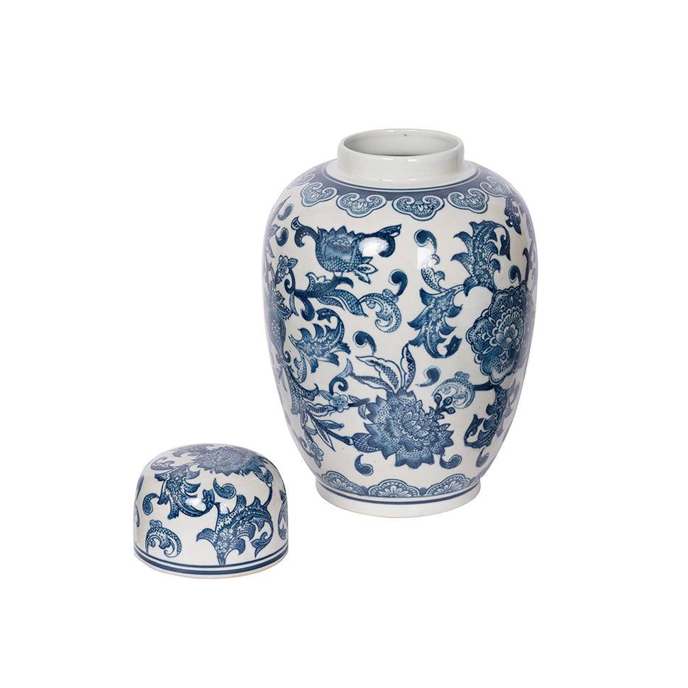 Enhabit Chantilly Ginger Jar With Lid Medium - Blue Flowers