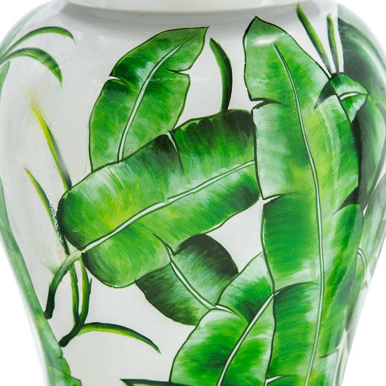 Enhabit Chantilly Ginger Jar With Lid XL - Green Leaves