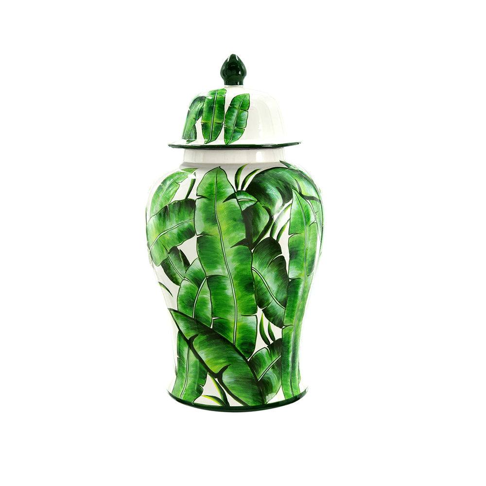 Enhabit Chantilly Ginger Jar With Lid XL - Green Leaves