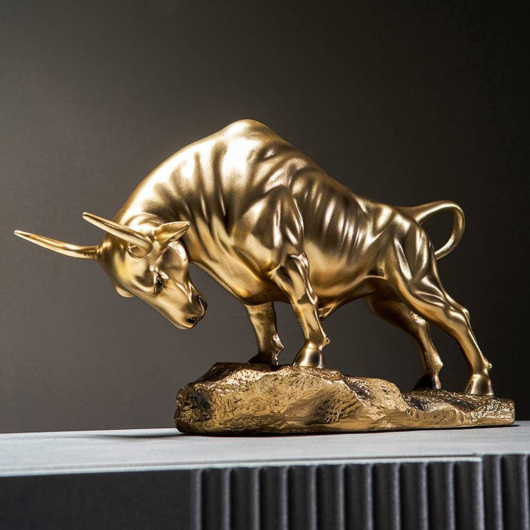 Enhabit Charging Bull Decorative Sculpture Large - Gold