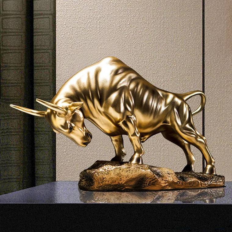 Enhabit Charging Bull Decorative Sculpture Large - Gold