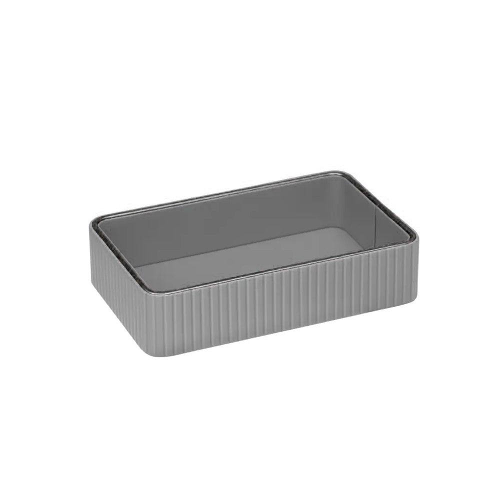 Enhabit Columns Rectangular Leather Valet Tray - Silver Grey