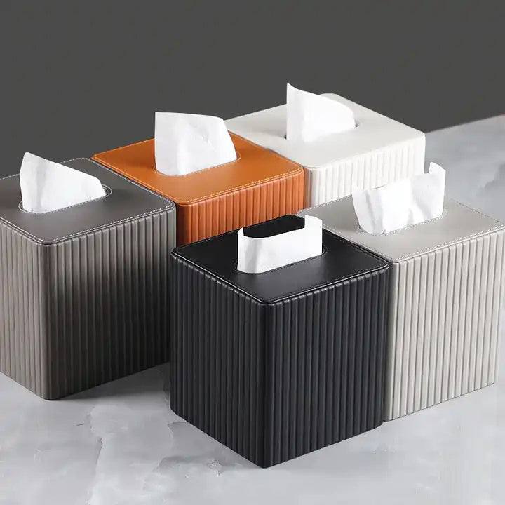Enhabit Columns Square Tissue Box Holder - Dark Grey