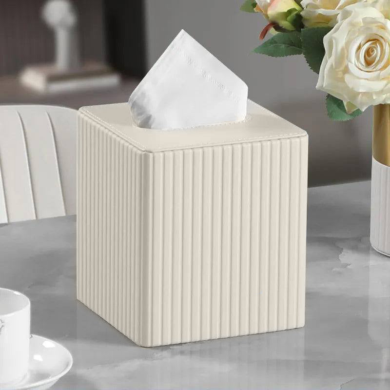 Columns Square Tissue Box Holder - Ivory