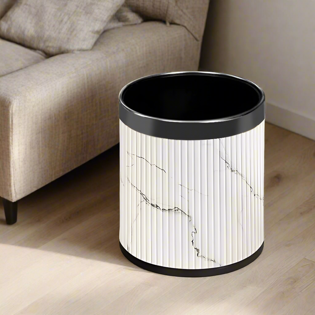 Columns Waste Bin - White Marble