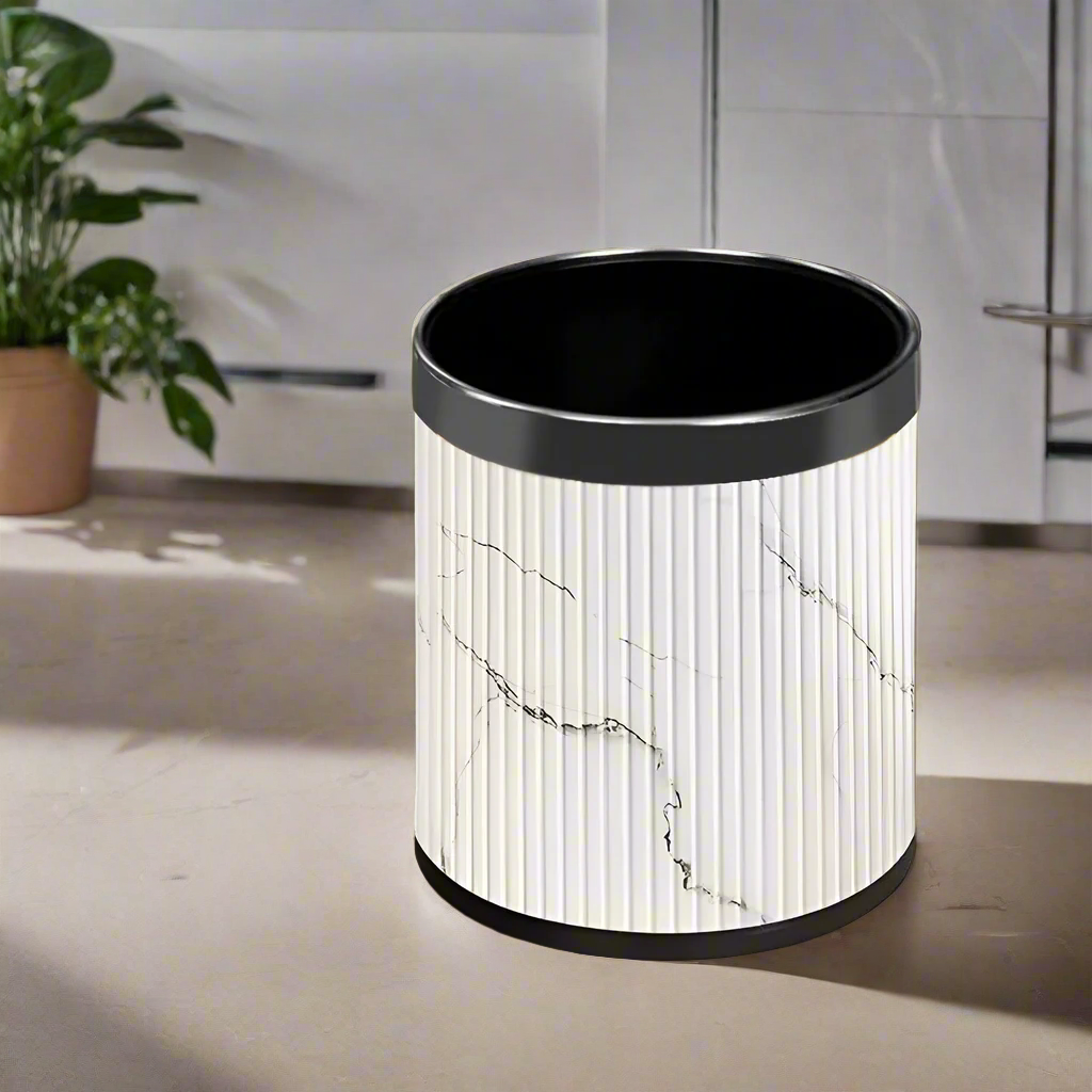 Columns Waste Bin - White Marble