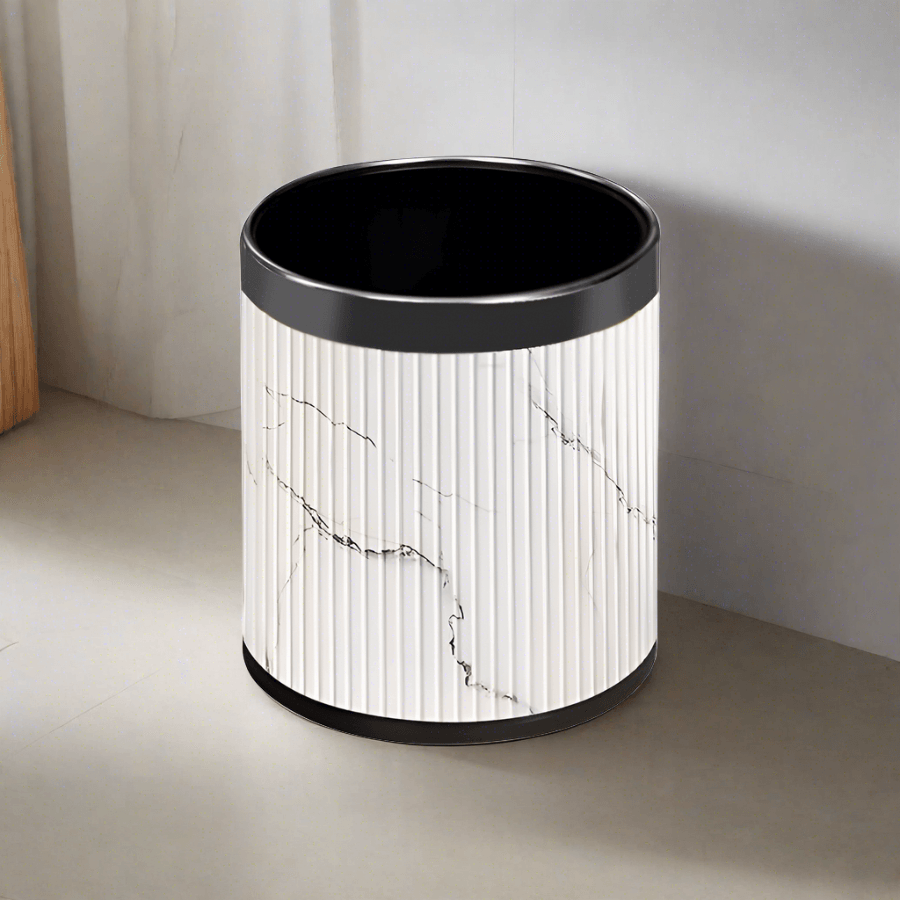 Enhabit Columns Waste Bin - White Marble