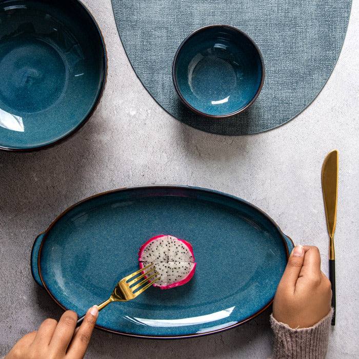 Enhabit Cove Oval Plate - Teal Blue