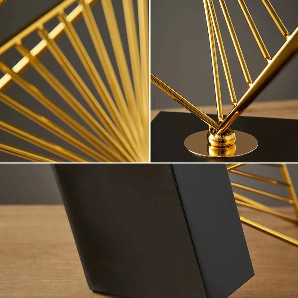 Enhabit Cube Metallic Sculpture - Black Gold