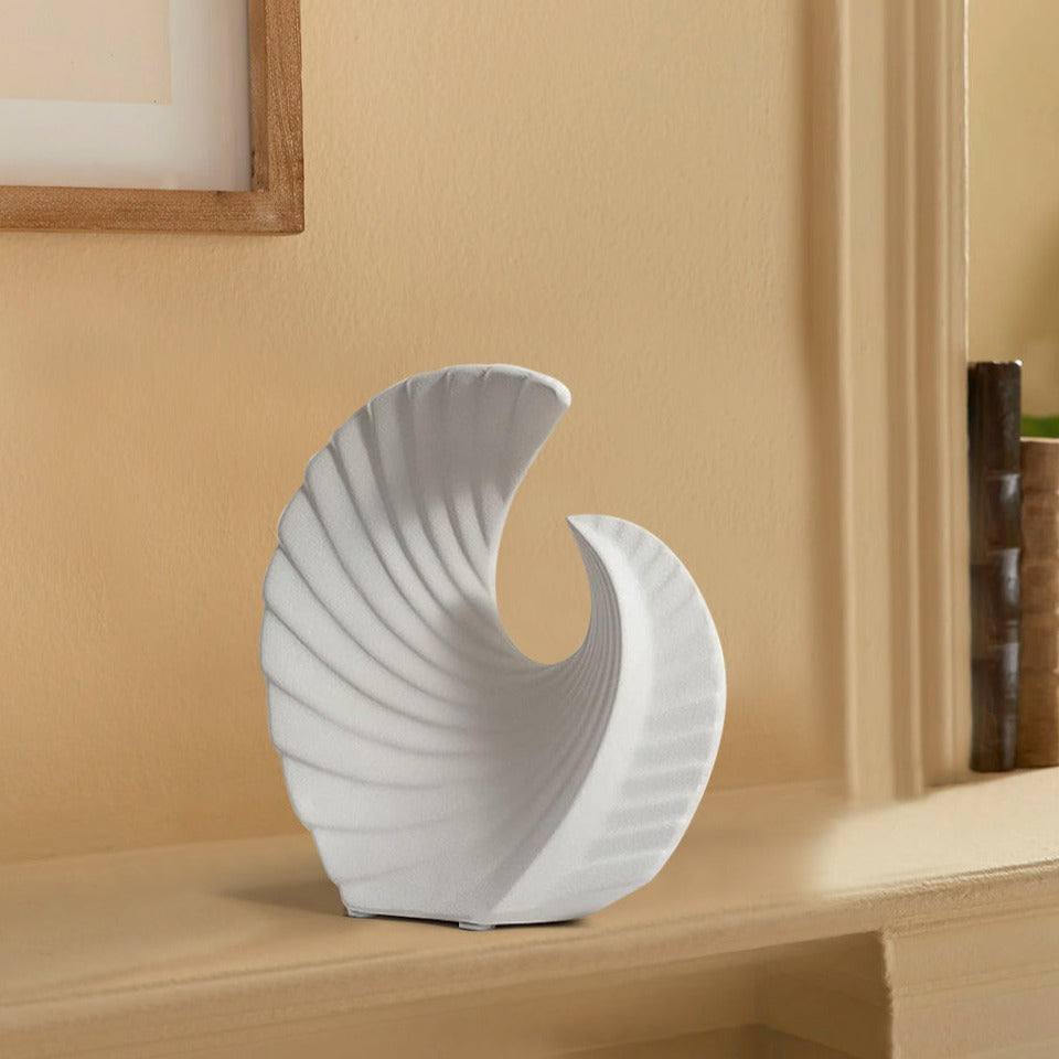 Enhabit Curve Shell Decorative Sculpture - White