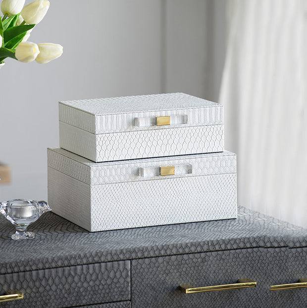 Enhabit Delve Storage Boxes, Set of 2 - White Croc