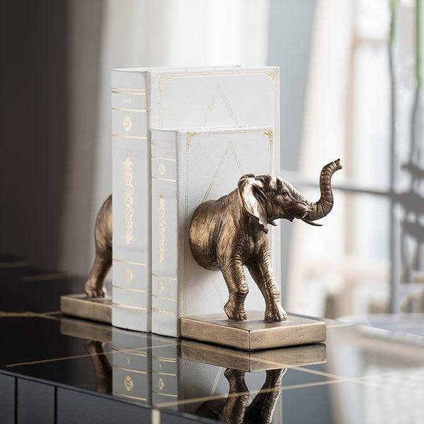 Enhabit Elephant Bookends, Set of 2 - Bronze