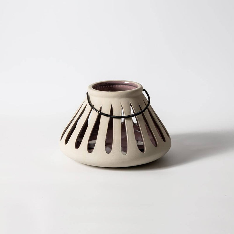 Enhabit Eske Ceramic Lantern with Handle - Beige