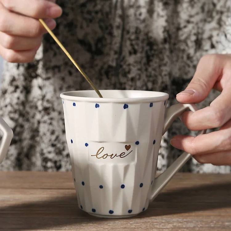 Enhabit Faceted Ceramic Coffee Mug - Love