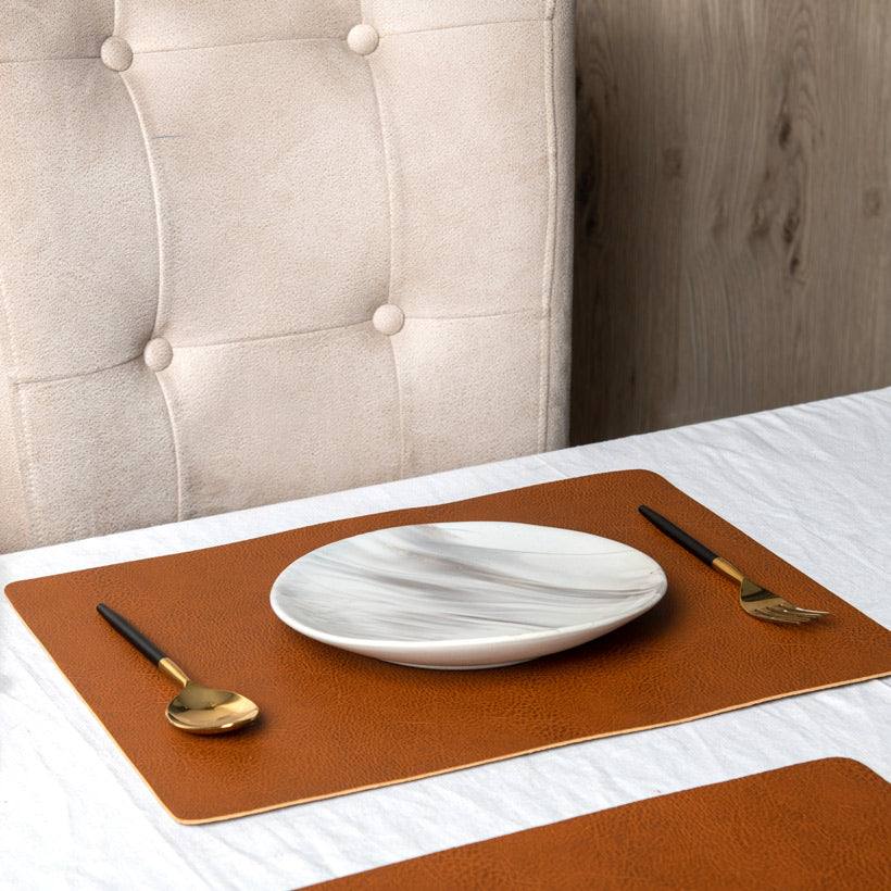 Enhabit Faux Leather Rectangular Placemats, Set of 2 - Tan Brown