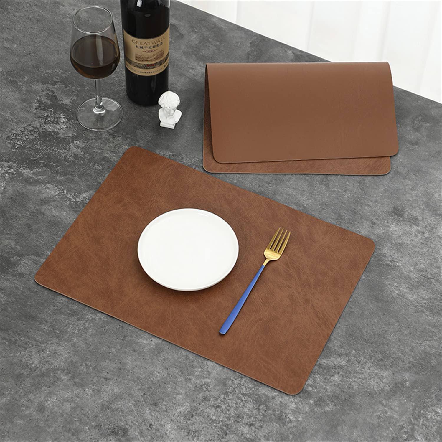 Enhabit Faux Leather Rectangular Placemats, Set of 2 - Tan Brown