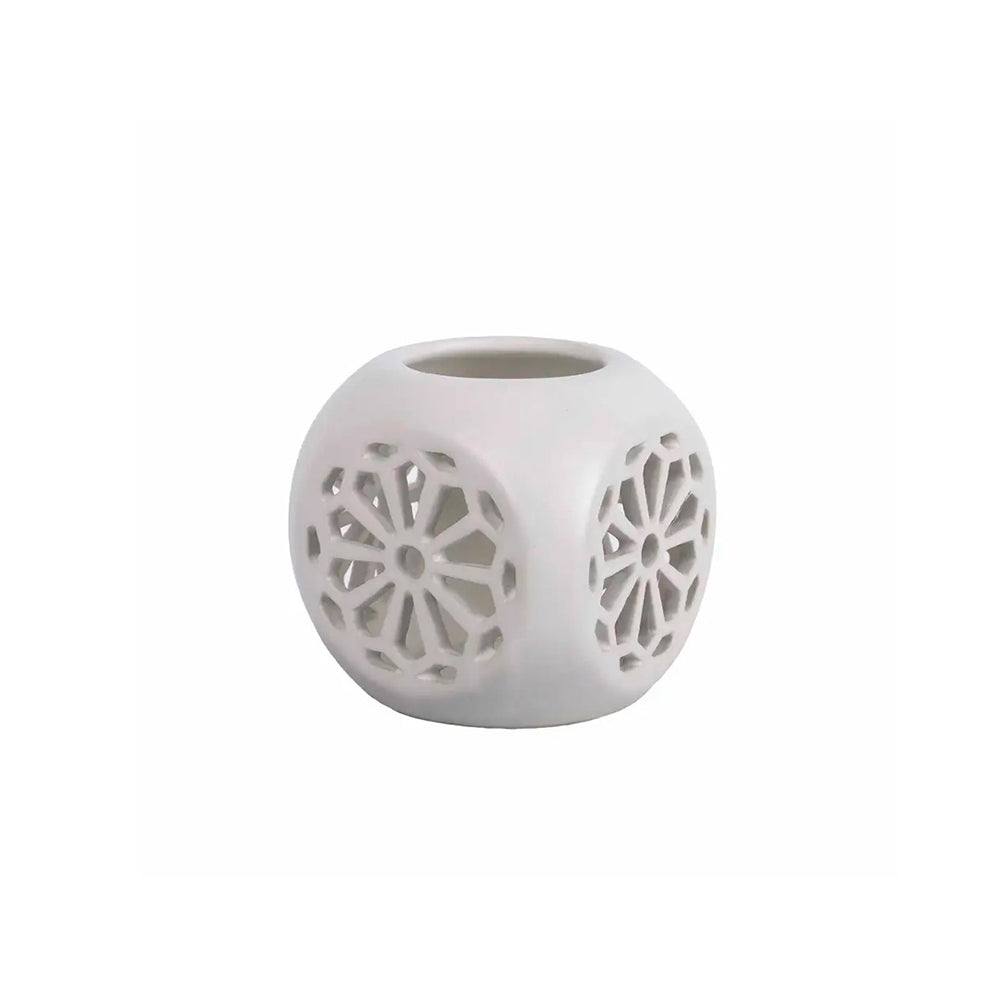 Enhabit Fiore Ceramic Tealight Holder Small - White