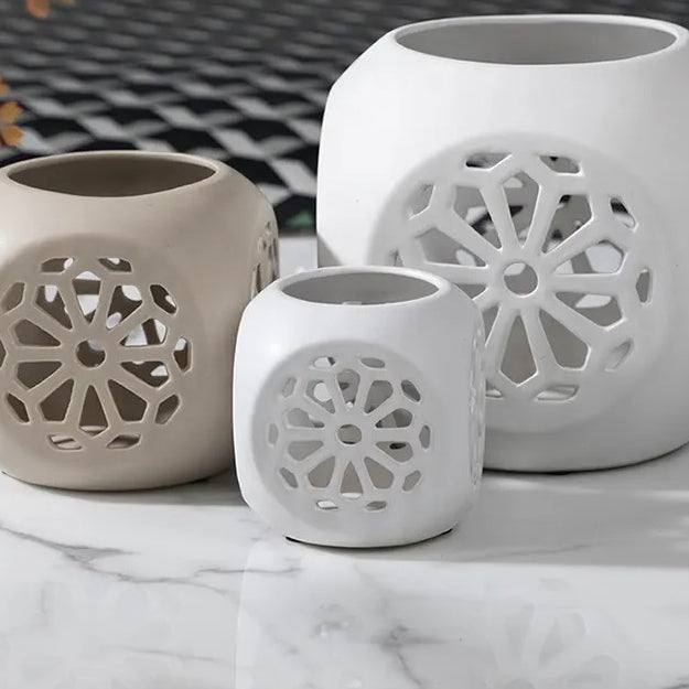 Enhabit Fiore Ceramic Tealight Holder Small - White