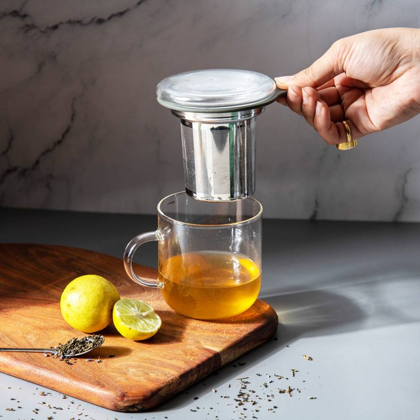 Enhabit Glass Mug with Tea Filter