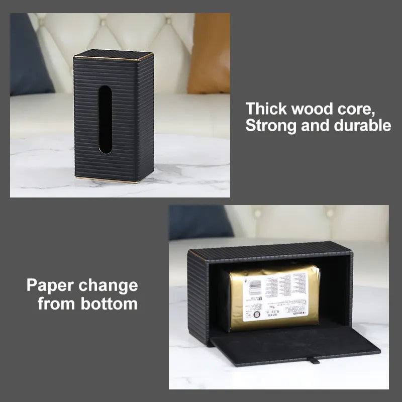 Enhabit Gold Edge Tissue Box Holder - Black