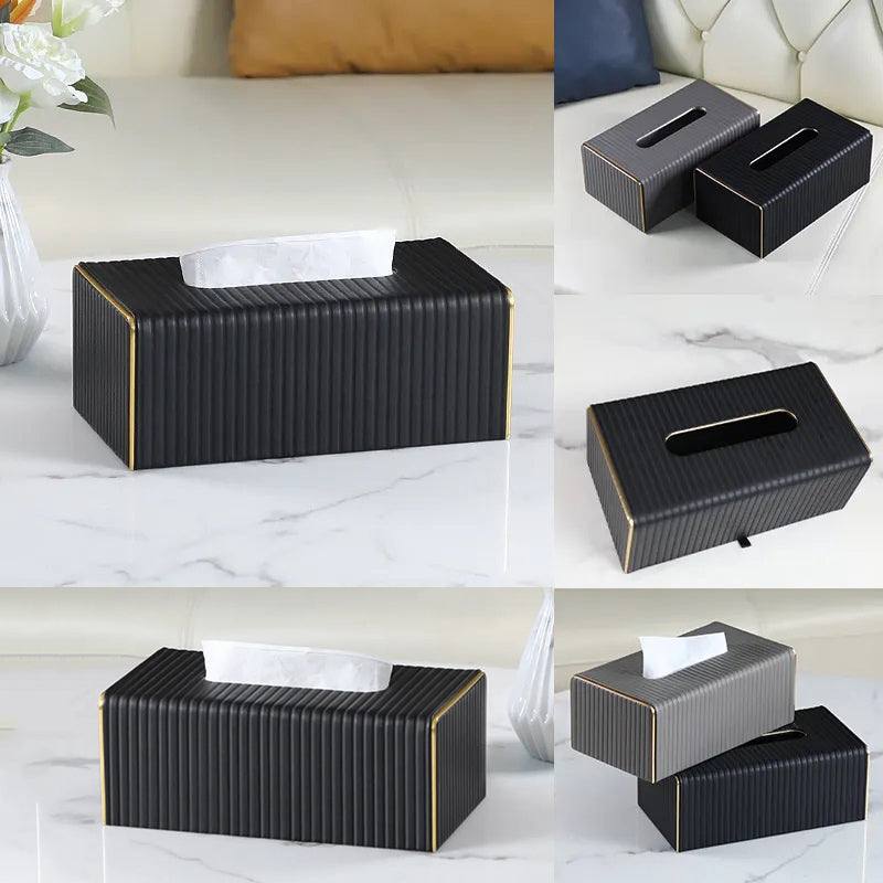 Enhabit Gold Edge Tissue Box Holder - Black