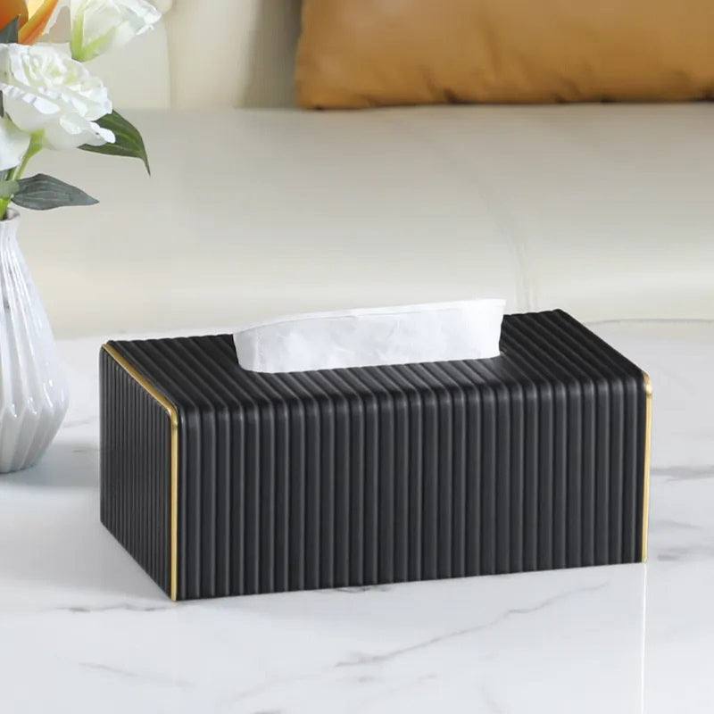 Enhabit Gold Edge Tissue Box Holder - Black