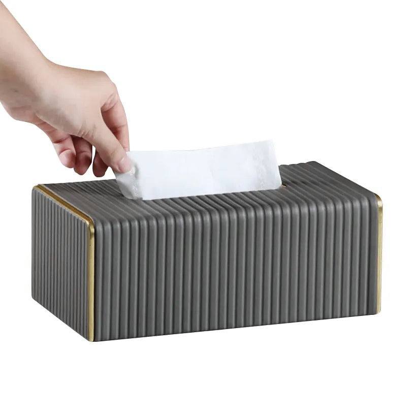 Enhabit Gold Edge Tissue Box Holder - Dark Grey