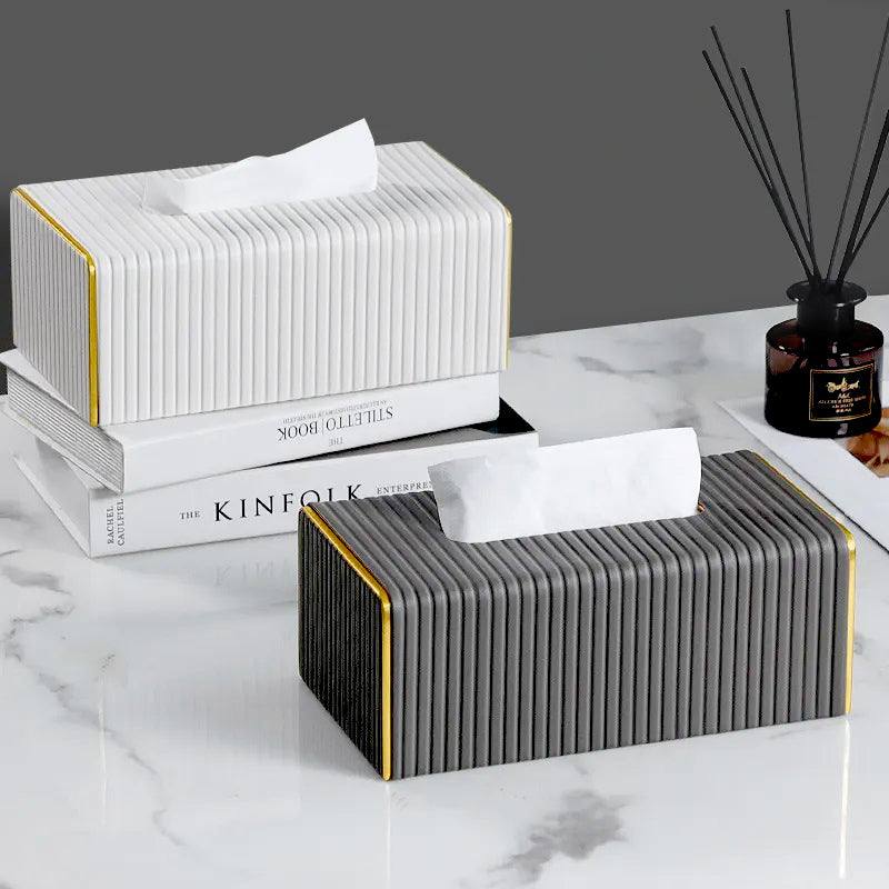 Enhabit Gold Edge Tissue Box Holder - Dark Grey