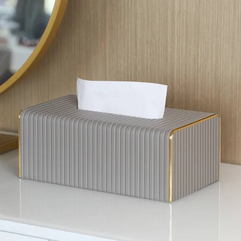 Enhabit Gold Edge Tissue Box Holder - Light Grey