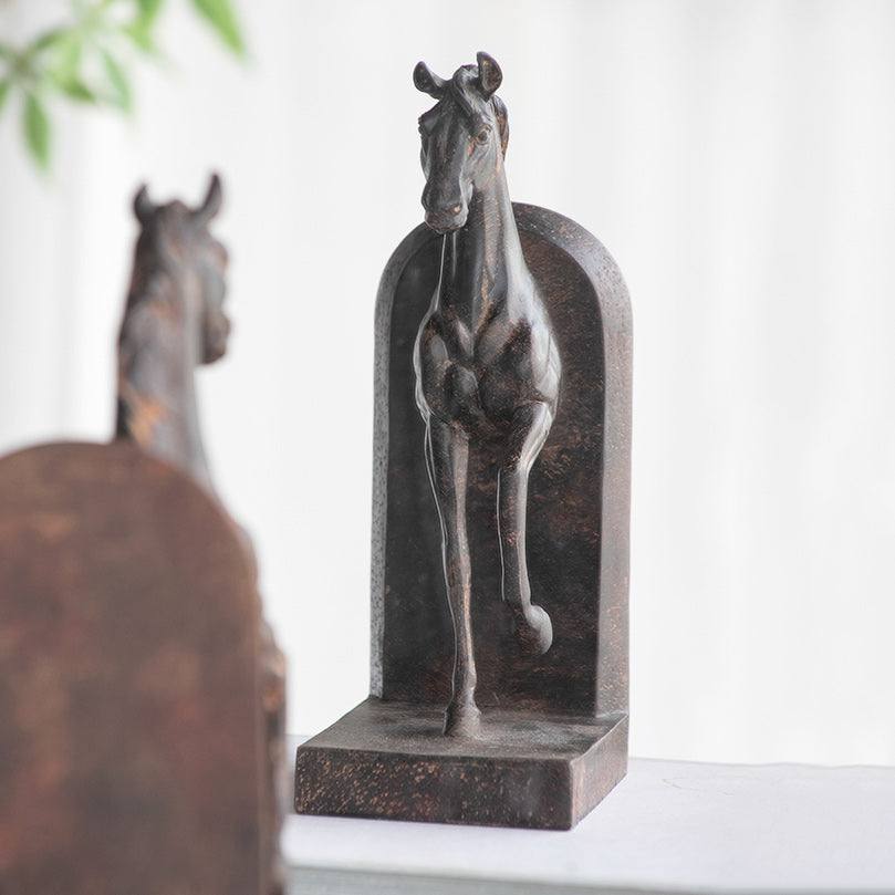 Enhabit Horse Bookends, Set of 2 - Vintage Brown