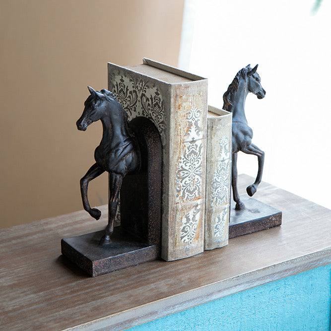 Enhabit Horse Bookends, Set of 2 - Vintage Brown