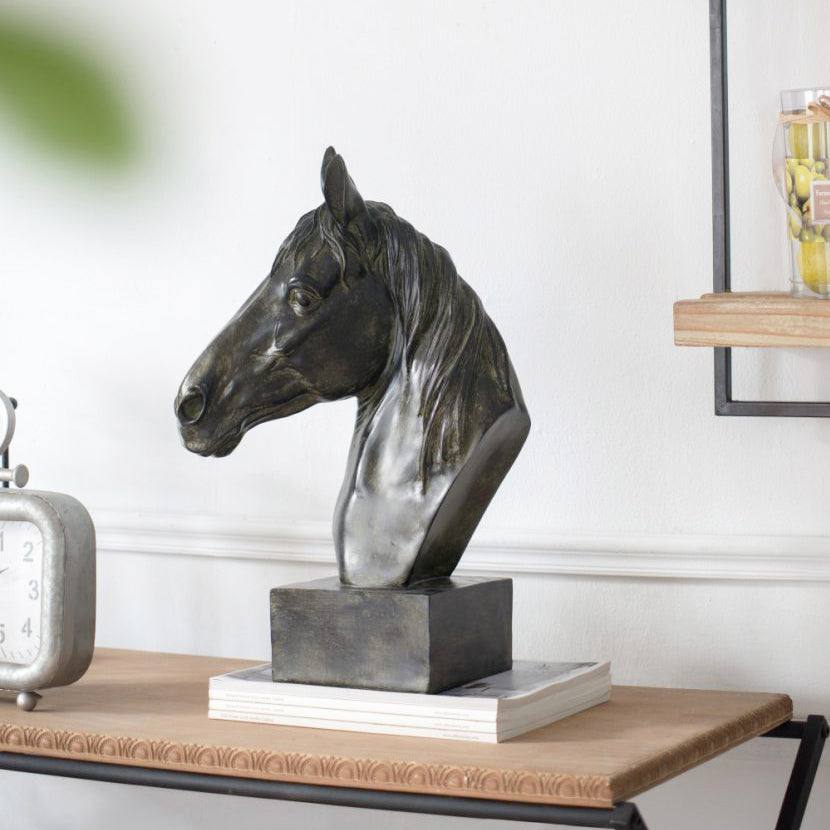 Enhabit Horse Bust Decorative Sculpture Large - Black