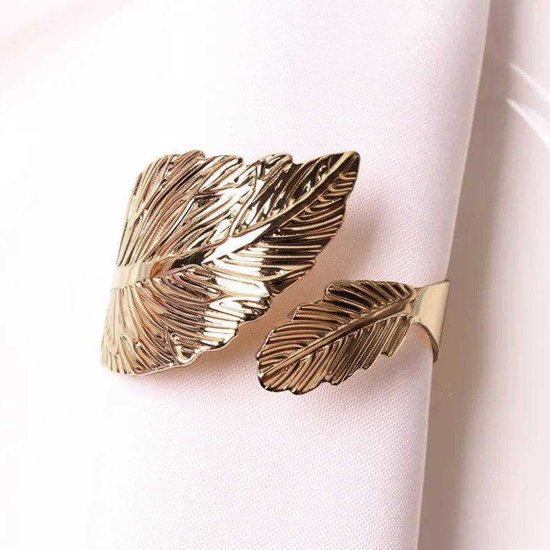 Enhabit Leaf Napkin Rings, Set of 6 - Brass