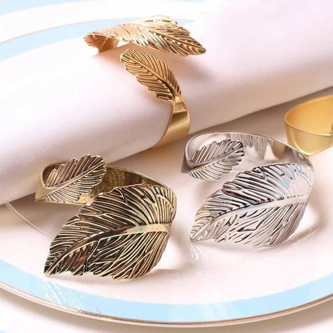 Enhabit Leaf Napkin Rings, Set of 6 - Brass