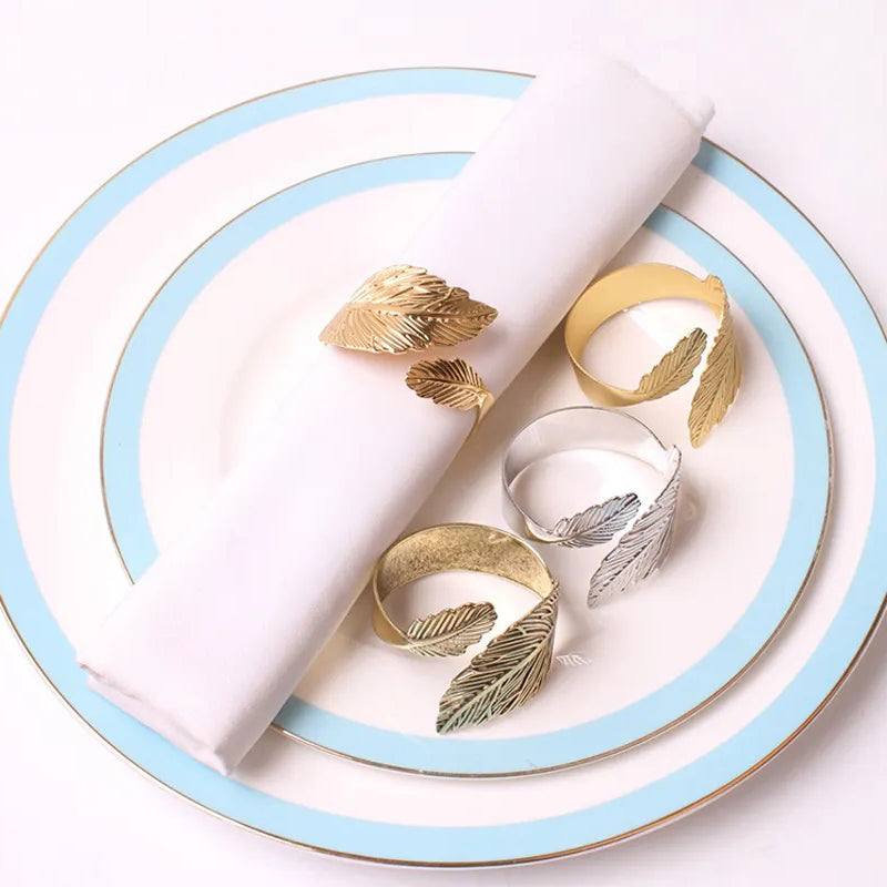 Enhabit Leaf Napkin Rings, Set of 6 - Brass